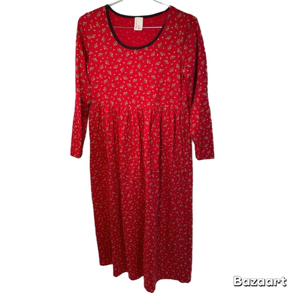 Hanna Andersson Dresses & Skirts - Vintage Hanna Anderssin Red floral cotton Cottagecore Prairie Dress